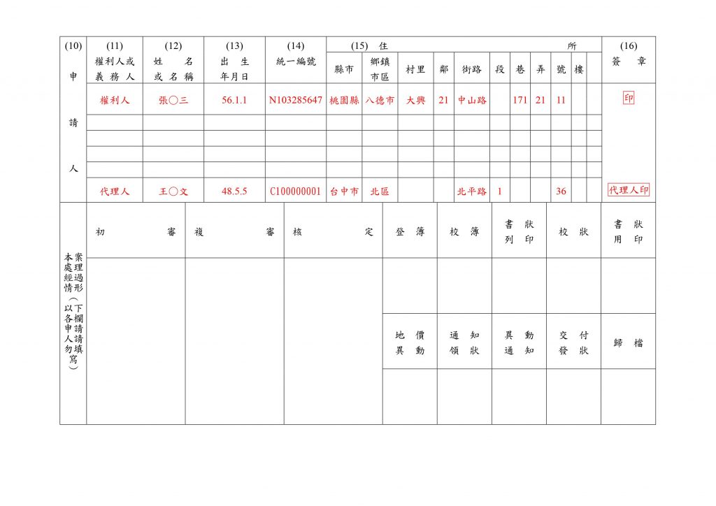 土地登記申請書填寫範例(2)