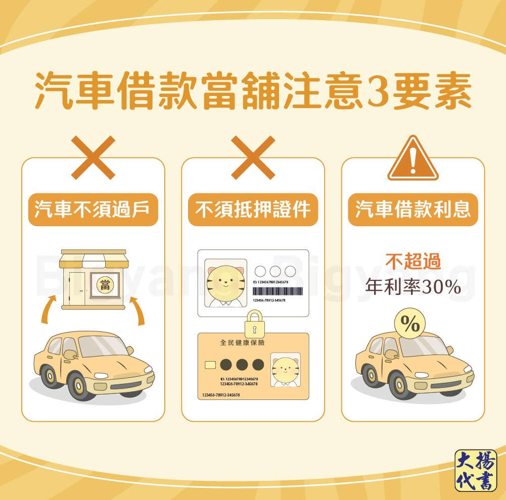 汽車借款當舖注意3要素－大揚代書